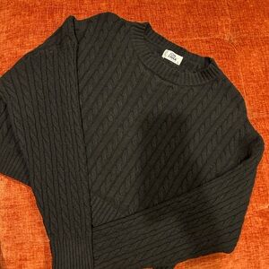 Women's Black Fisherman Core Cable Knit Sweater